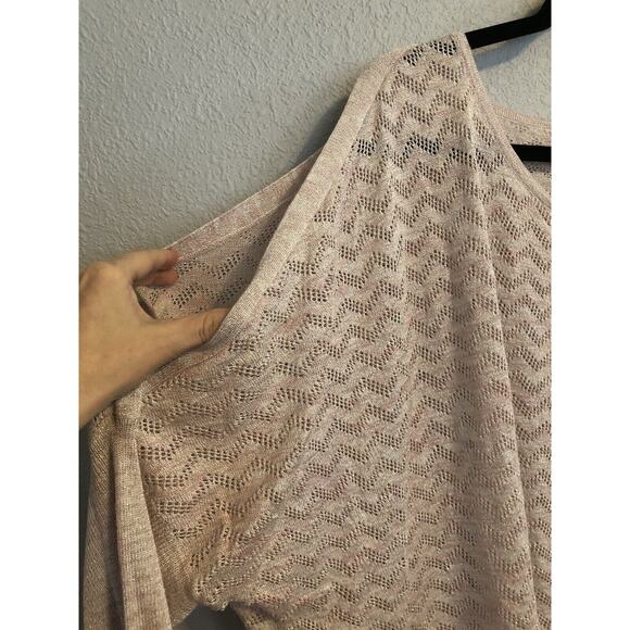 Ruff Hewn Grey Womens Sweater XL Pink Dolman Long Sleeve Cold Shoulder Sparkle - Picture 4 of 9